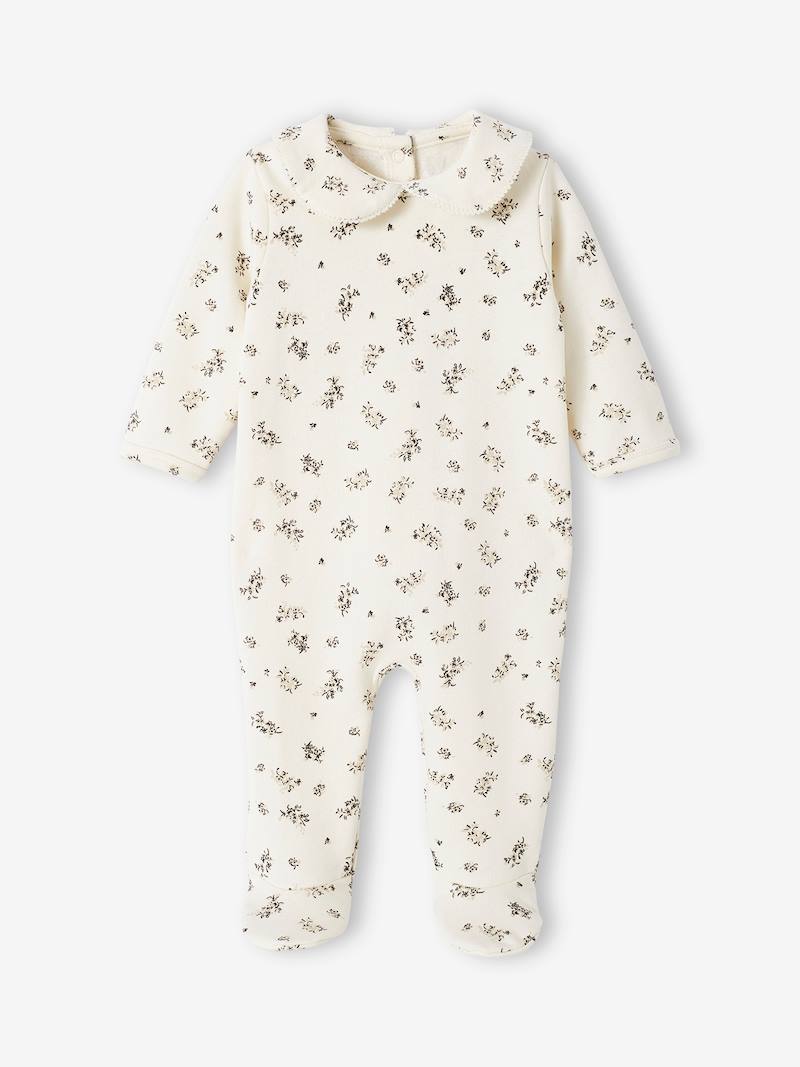 Floral Sleepsuit in Fleece for Babies ecru, Baby