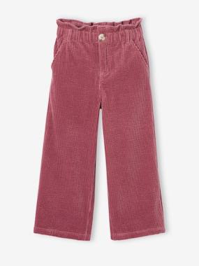 Pantalon fille large velours côtelé style paperbag   - vertbaudet enfant