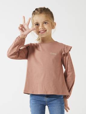 Girls-Tops-Ruffled Long Sleeve Top for Girls, BASICS