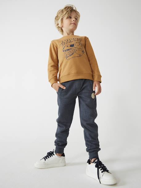 Fleece Joggers for Boys black+BLACK DARK MIXED COLOR+BLUE DARK MIXED COLOR+BLUE DARK SOLID WITH DESIGN+fir green+GREY MEDIUM MIXED COLOR+hazel+red+YELLOW MEDIUM SOLID WTH DESIGN - vertbaudet enfant 