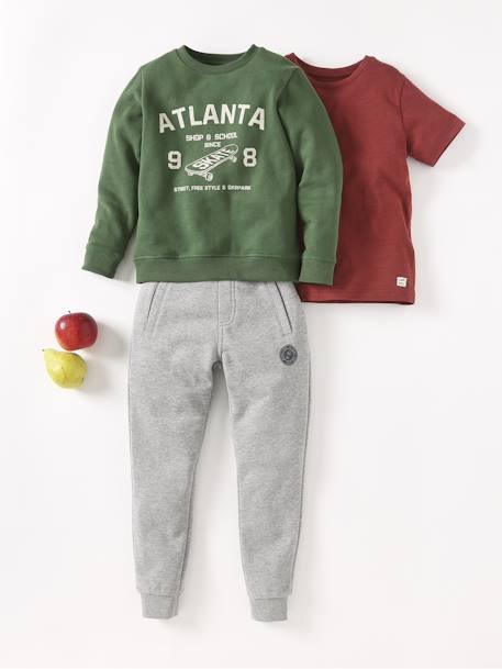 Fleece Joggers for Boys black+BLACK DARK MIXED COLOR+BLUE DARK MIXED COLOR+BLUE DARK SOLID WITH DESIGN+fir green+GREY MEDIUM MIXED COLOR+hazel+red+YELLOW MEDIUM SOLID WTH DESIGN - vertbaudet enfant 