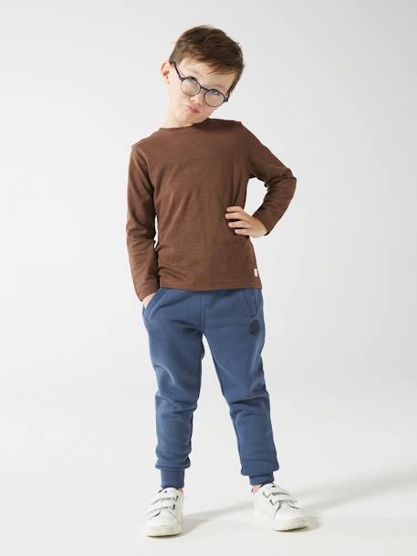 Pantalon jogging Basics garçon en molleton dark bleu ardoise+gris moyen chiné+marine chiné+noir+noir chiné+noisette+ocre+rouge+vert sapin - vertbaudet enfant 