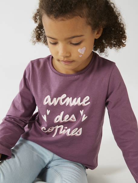 Top with Message, for Girls bronze+dusky pink+grey blue+violet - vertbaudet enfant 