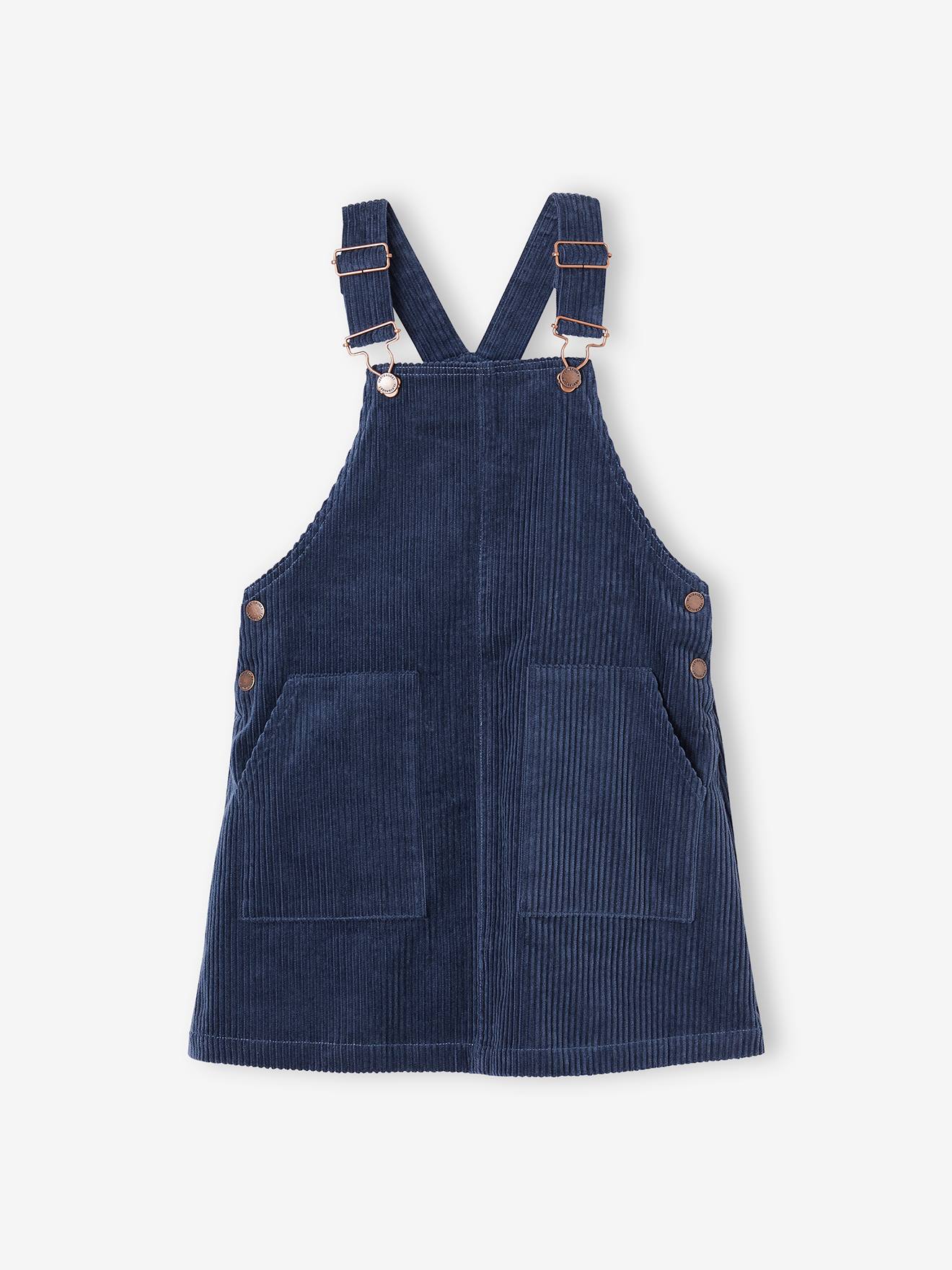 Top + Corduroy Dungaree Dress Outfit for Girls - night blue, Girls