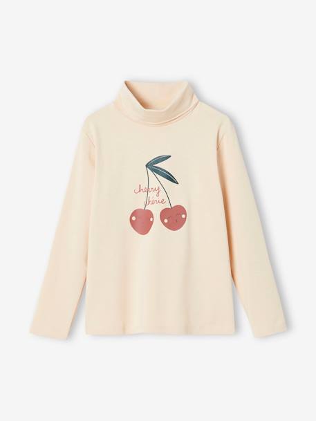 Lot de 3 T-shirts col roulé fille anthracite+beige poudré+lot rose poudré+vert de gris - vertbaudet enfant 