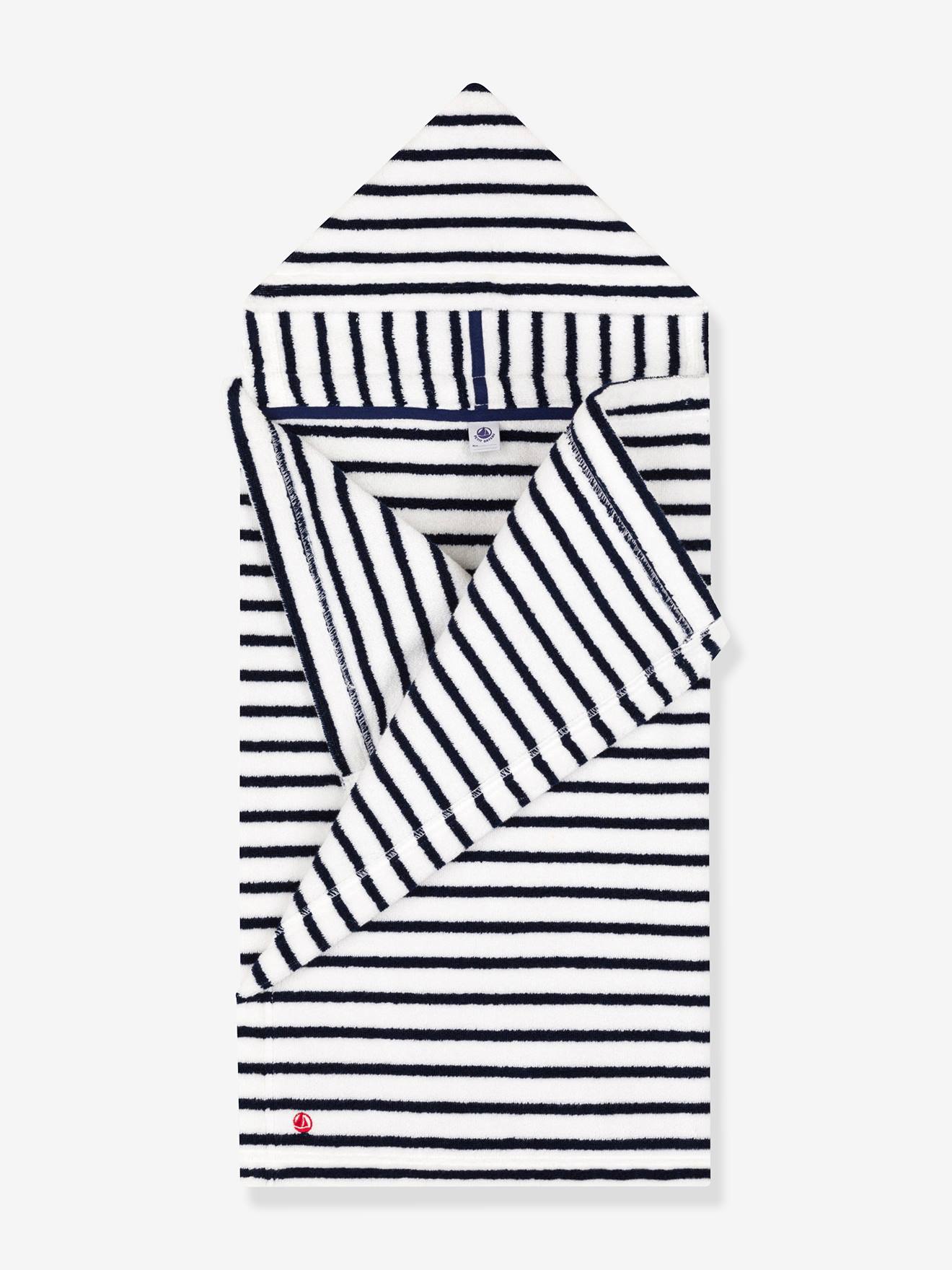 Cape de bain en ponge Rayures PETIT BATEAU blanc imprim Linge