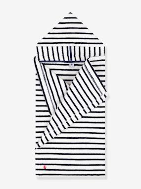 Baby-Bathrobes & bath capes-Striped Bath Cape in Towelling, PETIT BATEAU