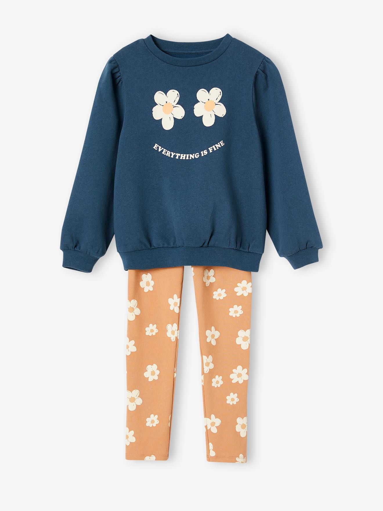 Ensemble Sweat à Capuche + Leggings Fille – Taille 80, Imprimé Lettrage, Polyester - 5