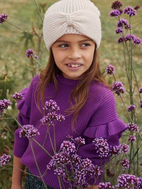 Fille-Bonnet fille en maille côtelée avec noeud fantaisie