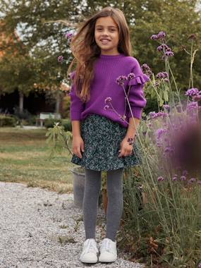 Girls-Skirts-Corduroy Skirt with Ruffle & Floral Print for Girls