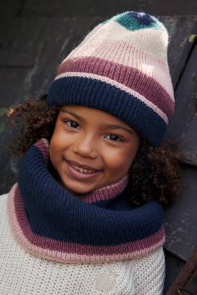 Fille-Accessoires-Ensemble bonnet + snood + gants ou moufles colorblock fille