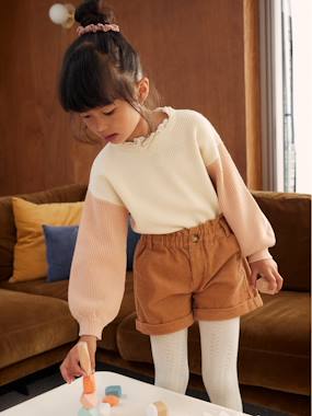 Girls-Shorts-Paperbag Corduroy Shorts for Girls