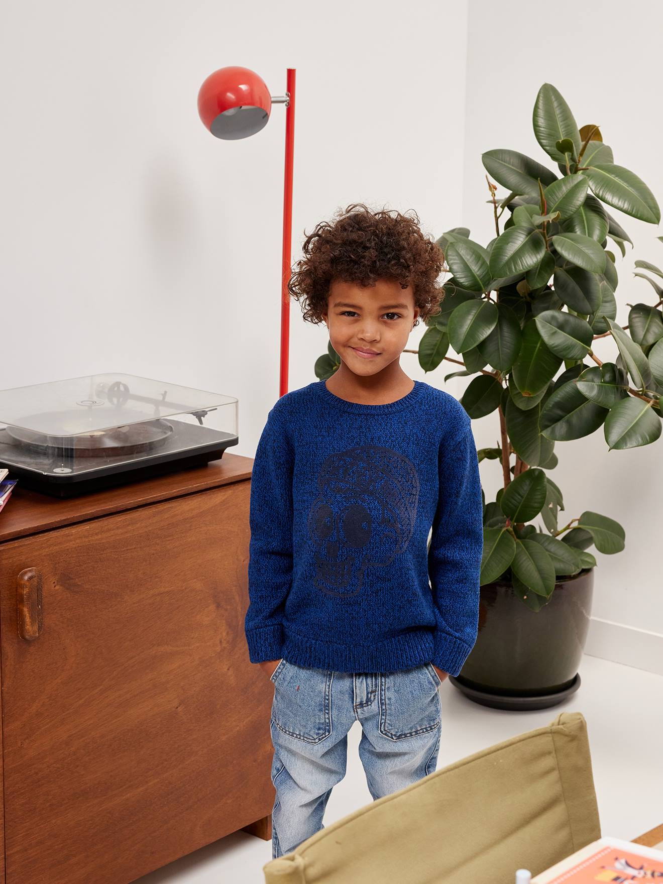 Pull Garçon Nutmeg 7 Ans – Bleu Géométrique, Coton, Manches Longues, Encolure Ronde