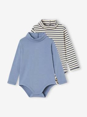 Baby-Pack of 2 Bodysuits with Polo Neck for Babies