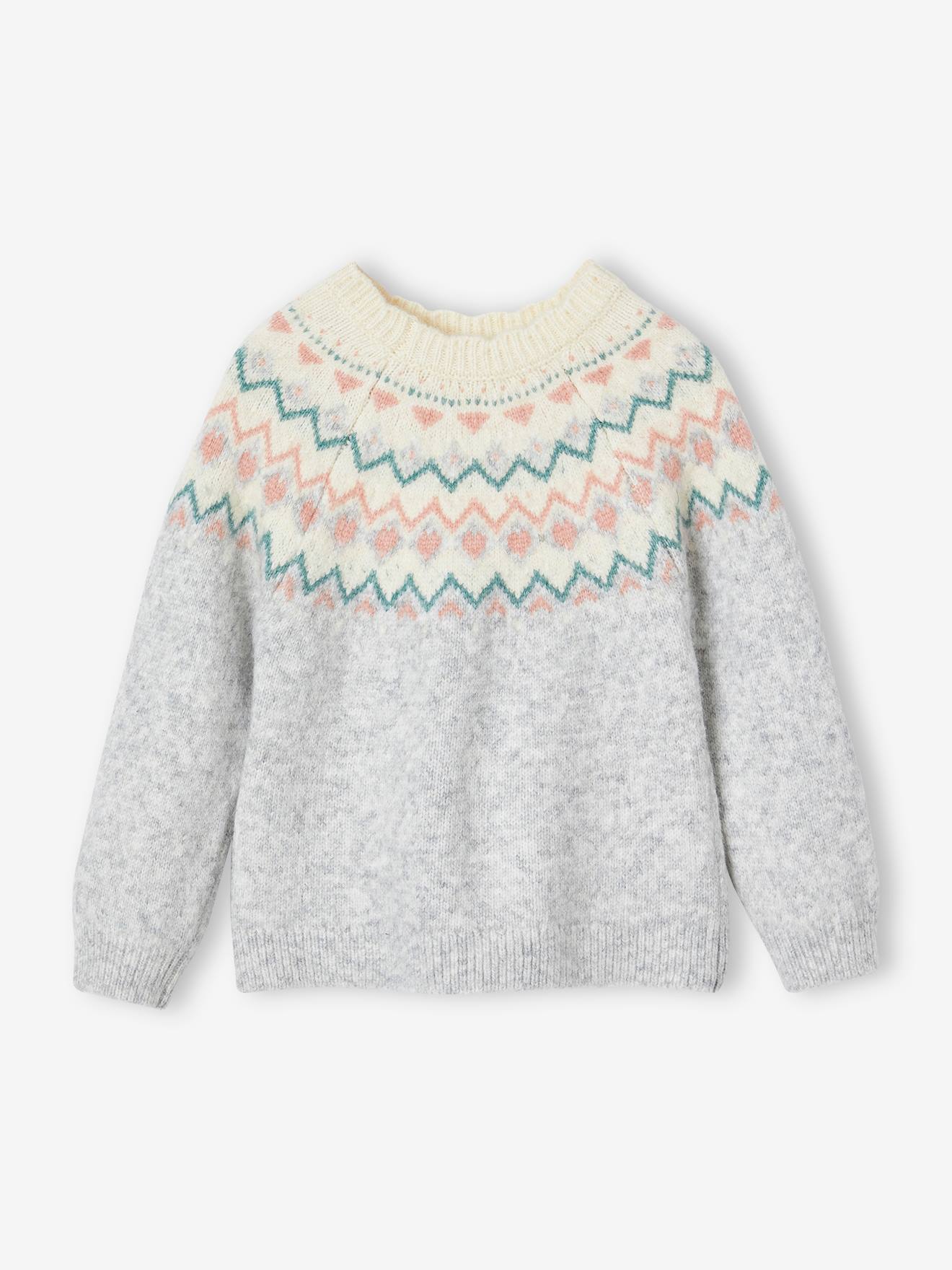 Pull esprit jacquard noisette enfant fille