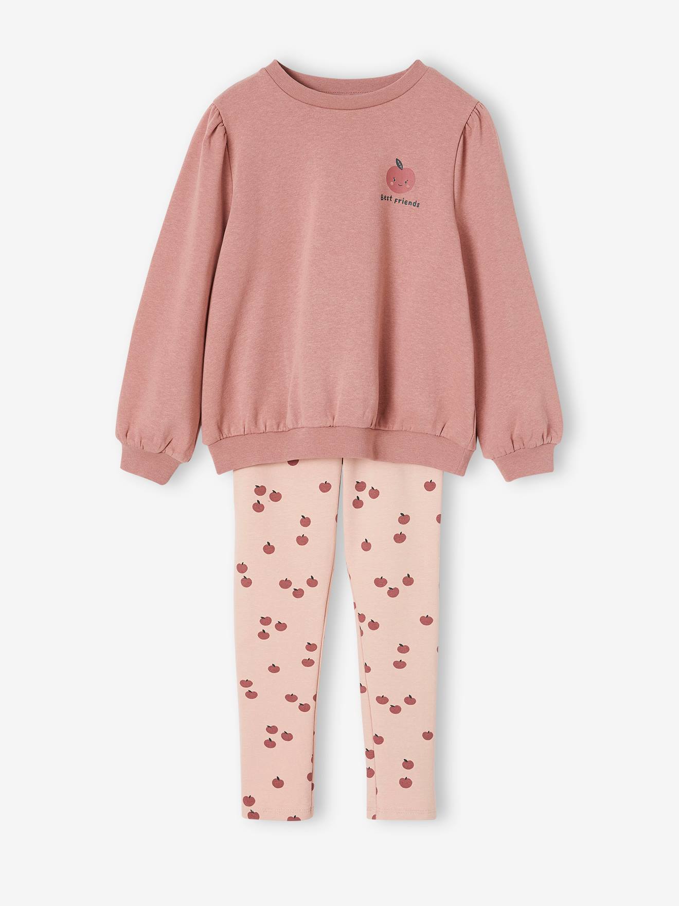 Ensemble sweat + legging imprimé fille - bois de rose, Fille