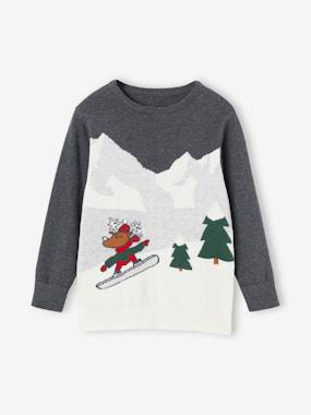 Boys-Cardigans, Jumpers & Sweatshirts-Christmas Special Jumper with Fun Landscape Motif for Boys