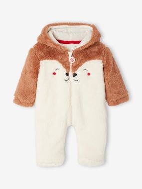 Baby-Pyjamas & Sleepsuits-Christmas Reindeer Onesie in Plush Fabric for Babies