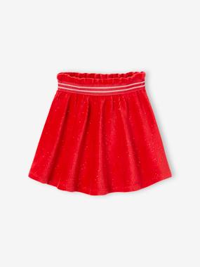 Girls-Skirts-Christmas Special Skater Skirt in Glittery Corduroy for Girls