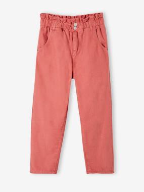 Girls-Trousers-Paperbag-Style Trousers with Polar Fleece Lining for Girls