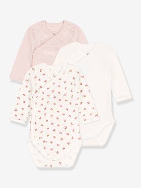 -Pack of 3 Long Sleeve Crossover Bodysuits, PETIT BATEAU
