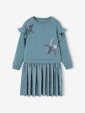 Robe de fête bi-matière fille étoiles en sequins fille  - vertbaudet enfant