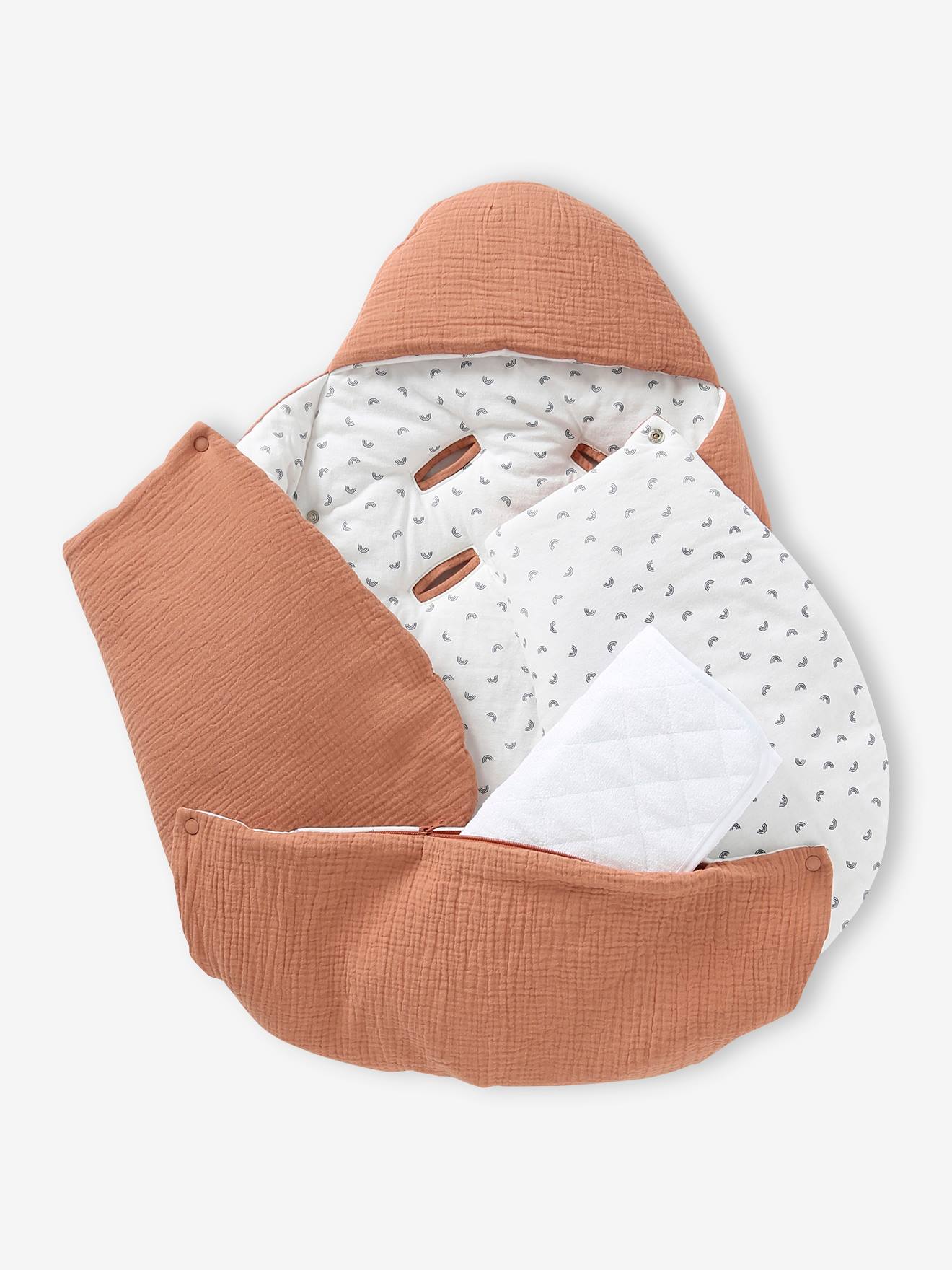 Baby Nest in Cotton Gauze, EAU DE ROSE Theme - white/print, Baby
