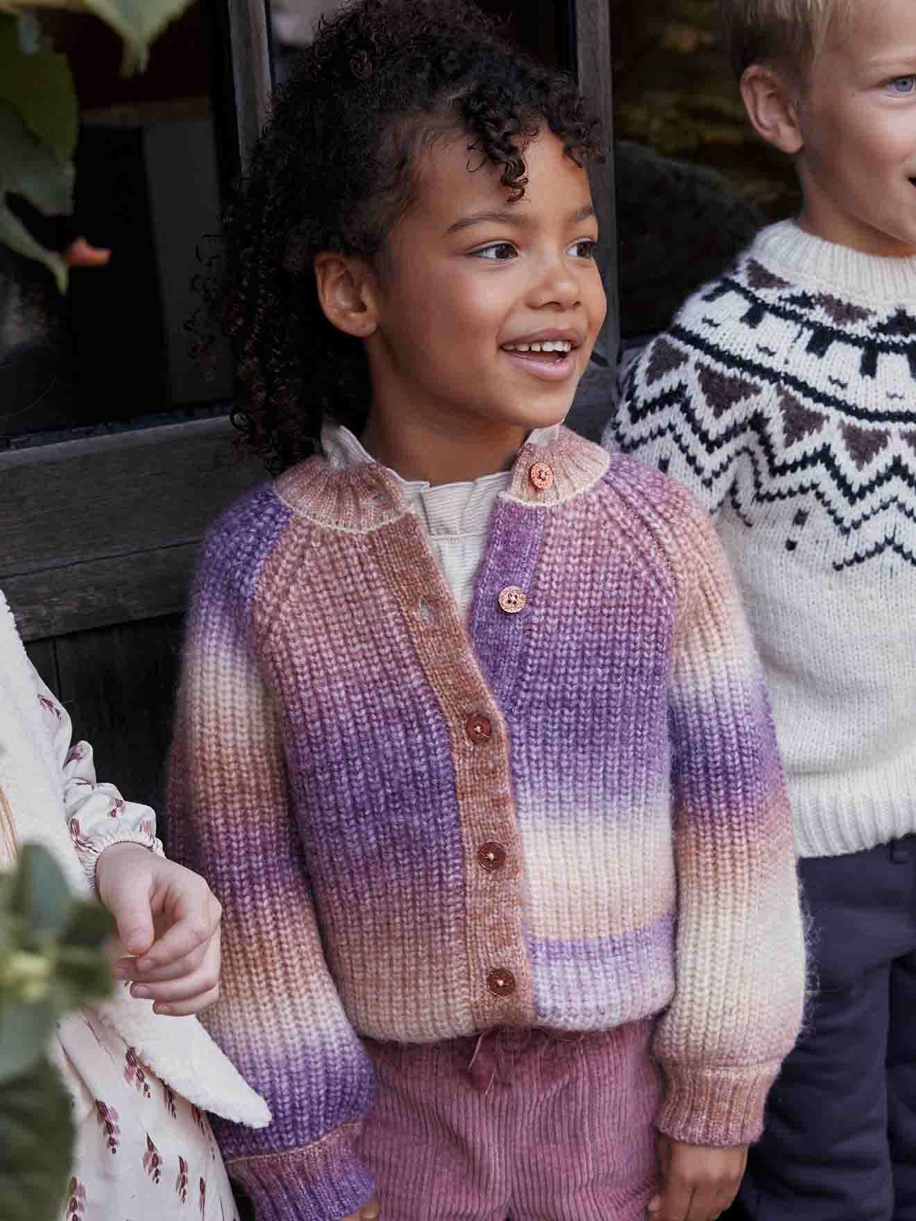 Fluffy Knit Cardigan with Gradient Effect for Girls - multicoloured, Girls