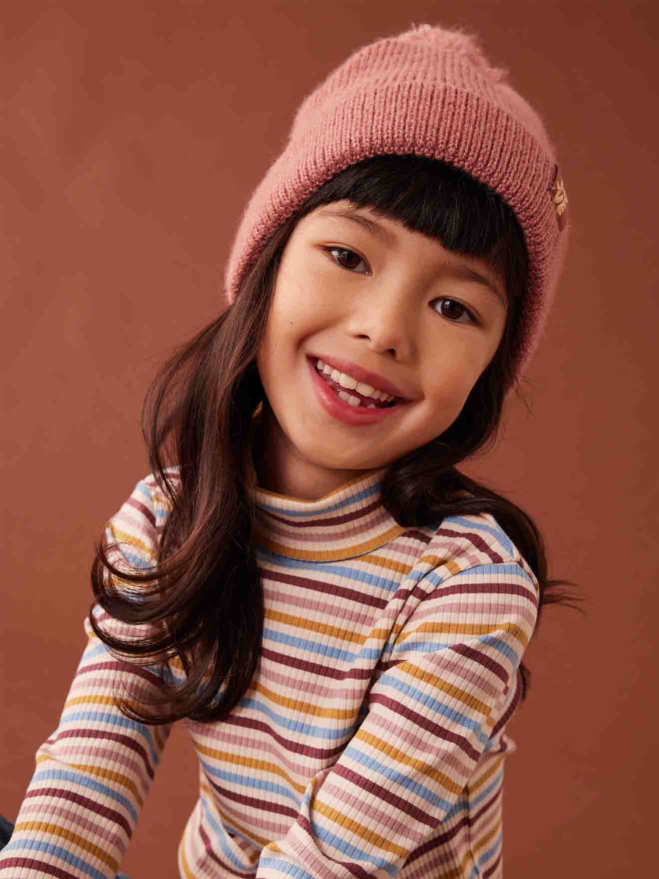 T-shirt basique mousson fille multicolore géométrique polyester taille
