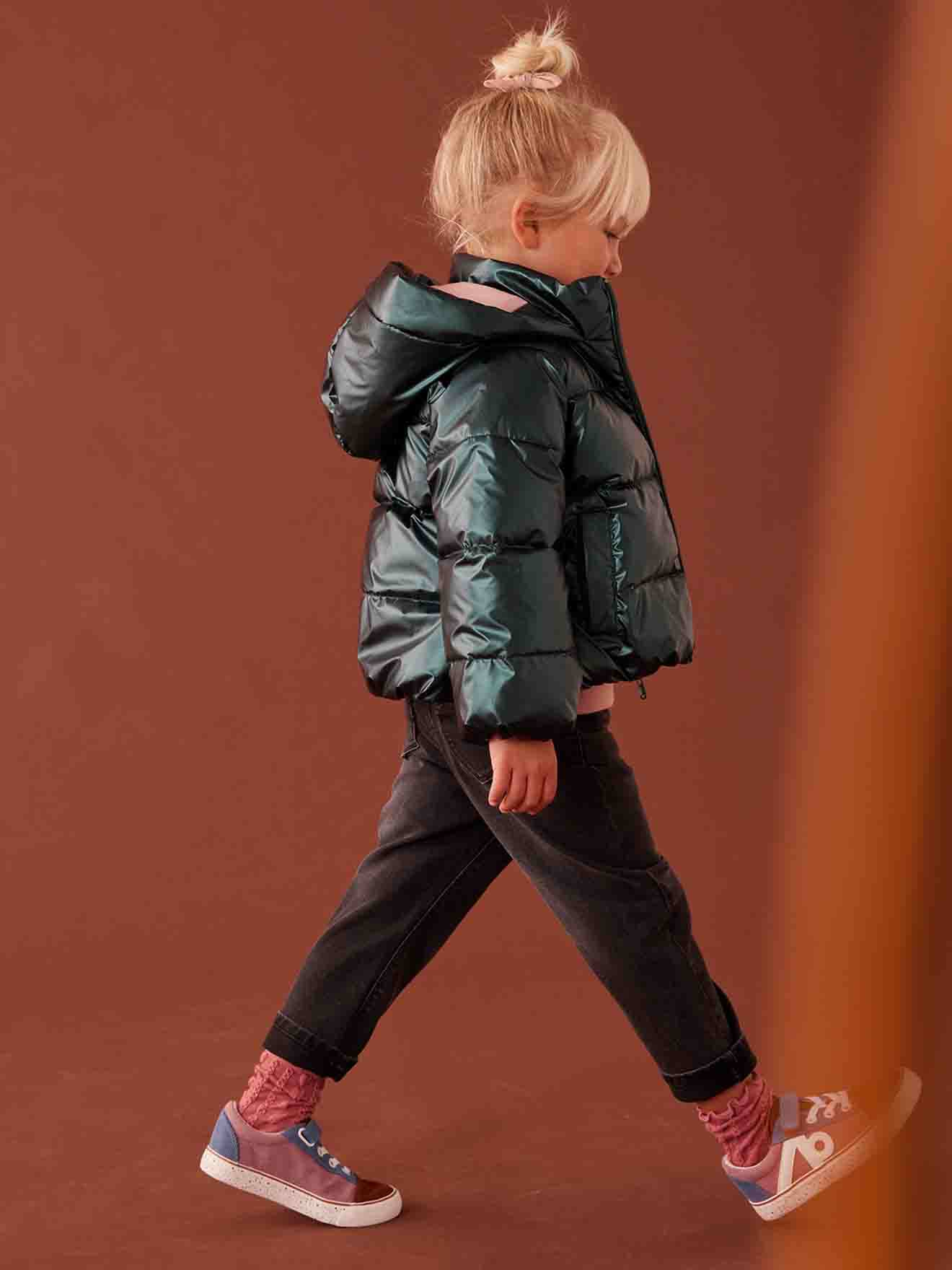 Vertbaudet Padded Jacket with Polar Fleece Lined Hood, Reflective Effect & Recycled Fibre Padding for Boys Grey