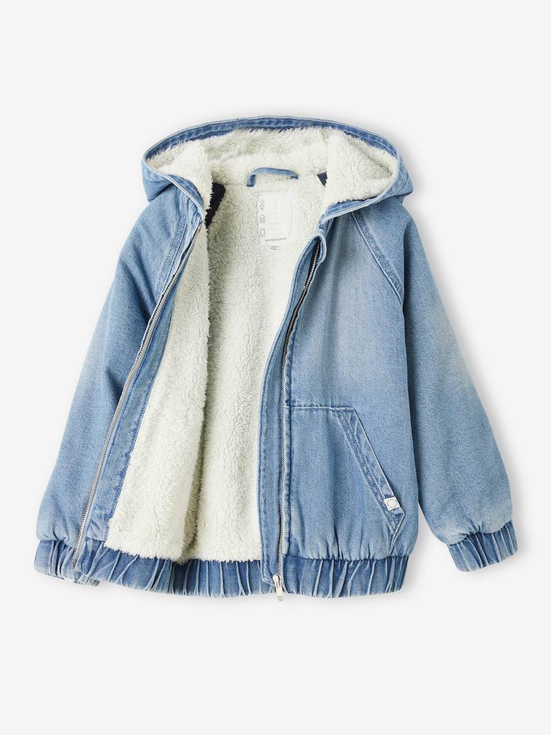 Denim Jacket with Hood & Sherpa Lining for Boys double stone, Boys