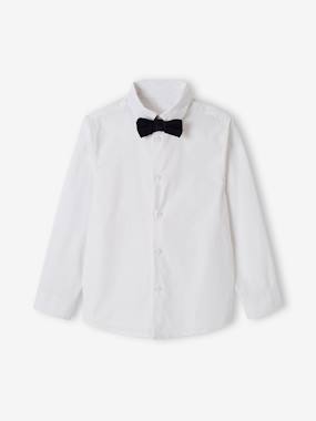 -Christmas Combo: Shirt + Bow Tie, in Velour, for Boys