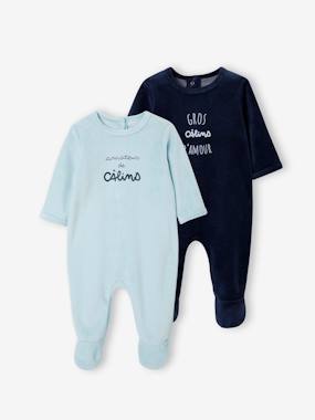 Baby-Pack of 2 Velour Sleepsuits for Babies, BASICS