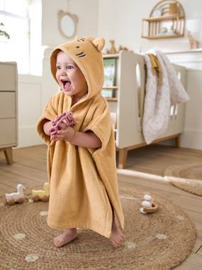 VERTBAUDET Poncho Bain Enfant GIVERNY – Éponge Coton Doux, Capuche, Pompons, Motif Floral Bucolique, 12-36 Mois