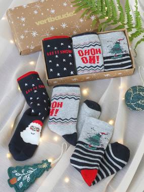 Garçon-Sous-vêtement-Coffret de 3 paires de mi-chaussettes de Noël garçon