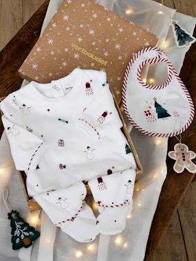 Pyjama bébé mixte bonnet Joyeux Lutin coffret cadeau Noël vert