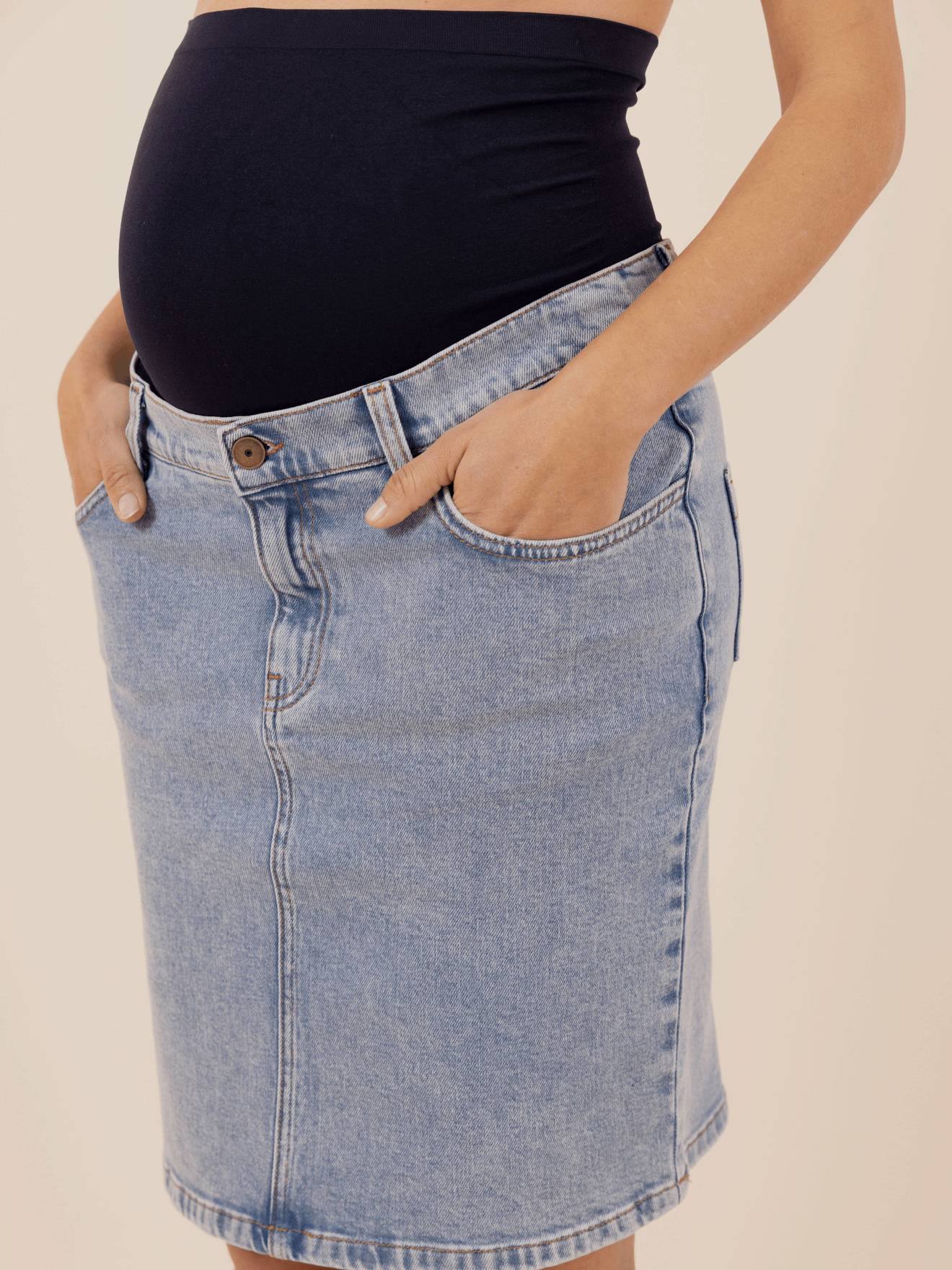 Denim Skirt for Maternity, June by ENVIE DE FRAISE - stone