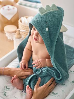 Baby-Bathrobes & bath capes-Bath Cape + Mitt, Dragon