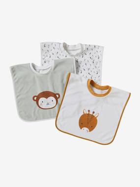 Nursery-Set of 3 Animals Bibs, Easy to Put On