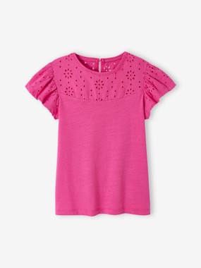 Fille-T-shirt, sous-pull-T-shirt fille avec détails broderie anglaise