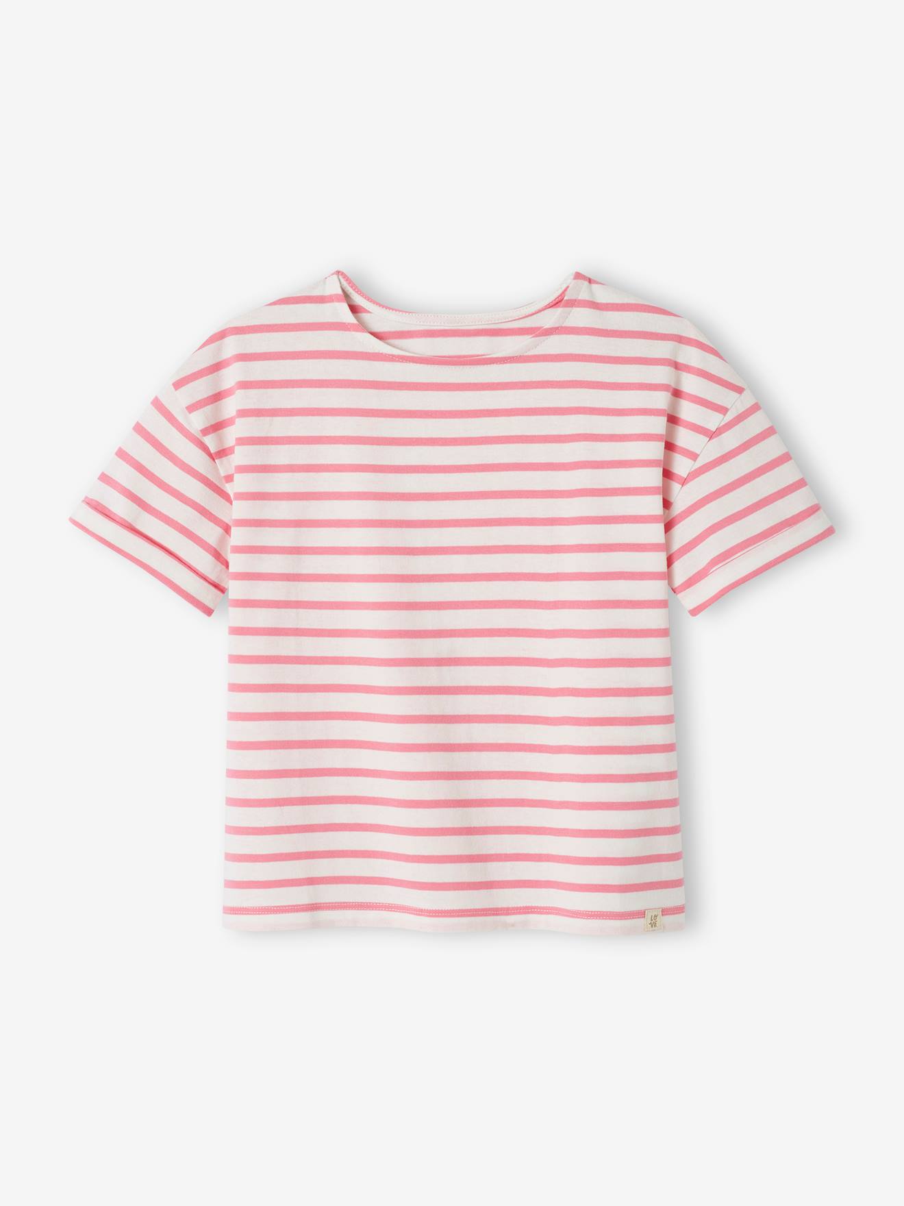 T-shirt Rayé Fille Nutmeg – Coton/élasthanne, 2-3 Ans, Manches Courtes, Col Rond, Multicolore