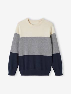 Boys-Cardigans, Jumpers & Sweatshirts-Fancy Knit Colourblock Jumper for Boys