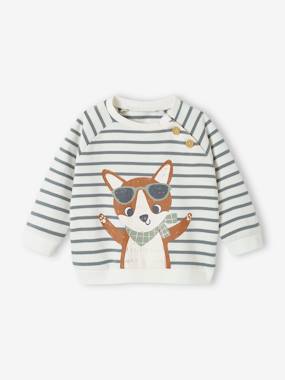 STRIPED CREWNECK WITH EMBROIDERED ILLUSTRATION, NEWBORN STRIPED CREWNECK WITH EMBROIDERED ILLUSTRATION, NEWBORN