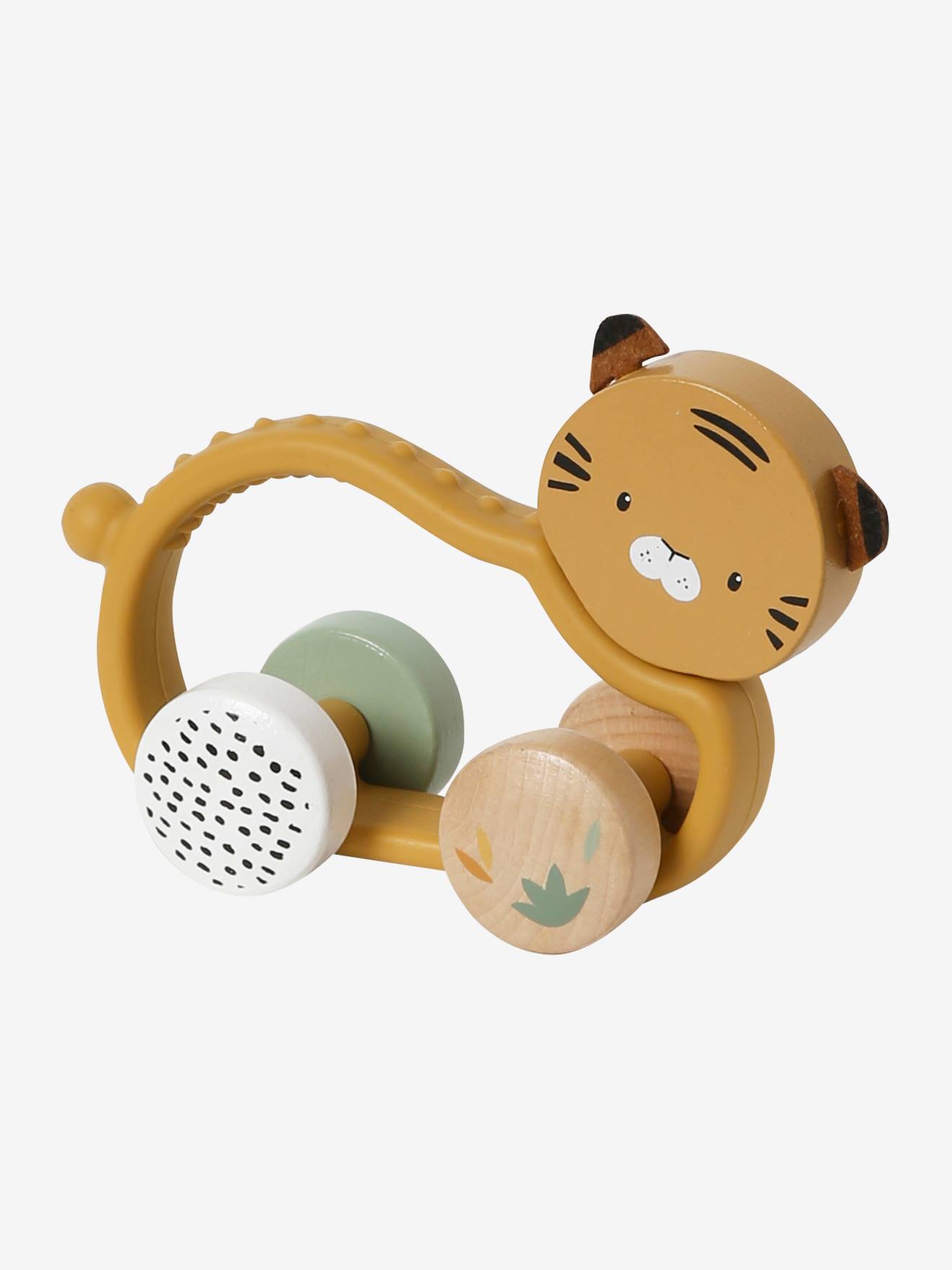 Tiger Rattle in FSC® Wood & Silicone - orange, Toys