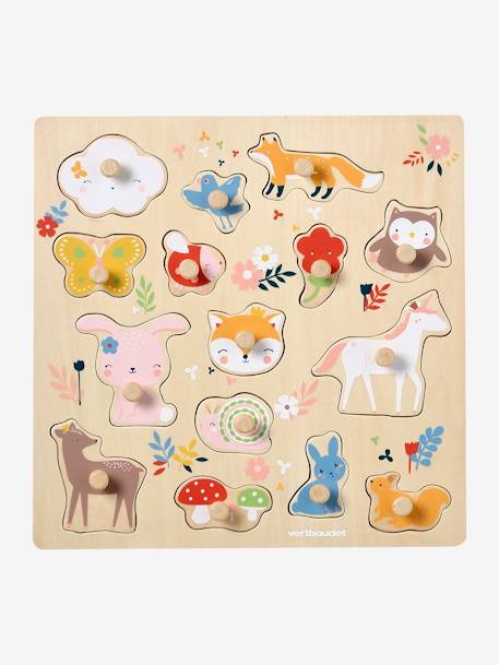 Puzzle boutons FORÊT ENCHANTÉE en bois FSC® rose - vertbaudet enfant 