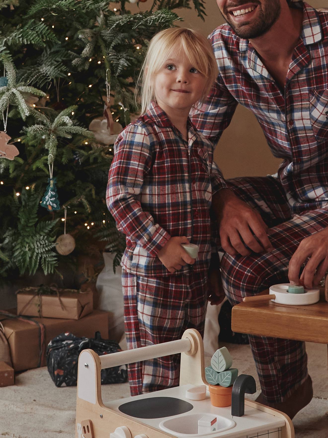 Pyjama enfant en flanelle collection capsule Happy Family - carreaux  rouge, Garçon