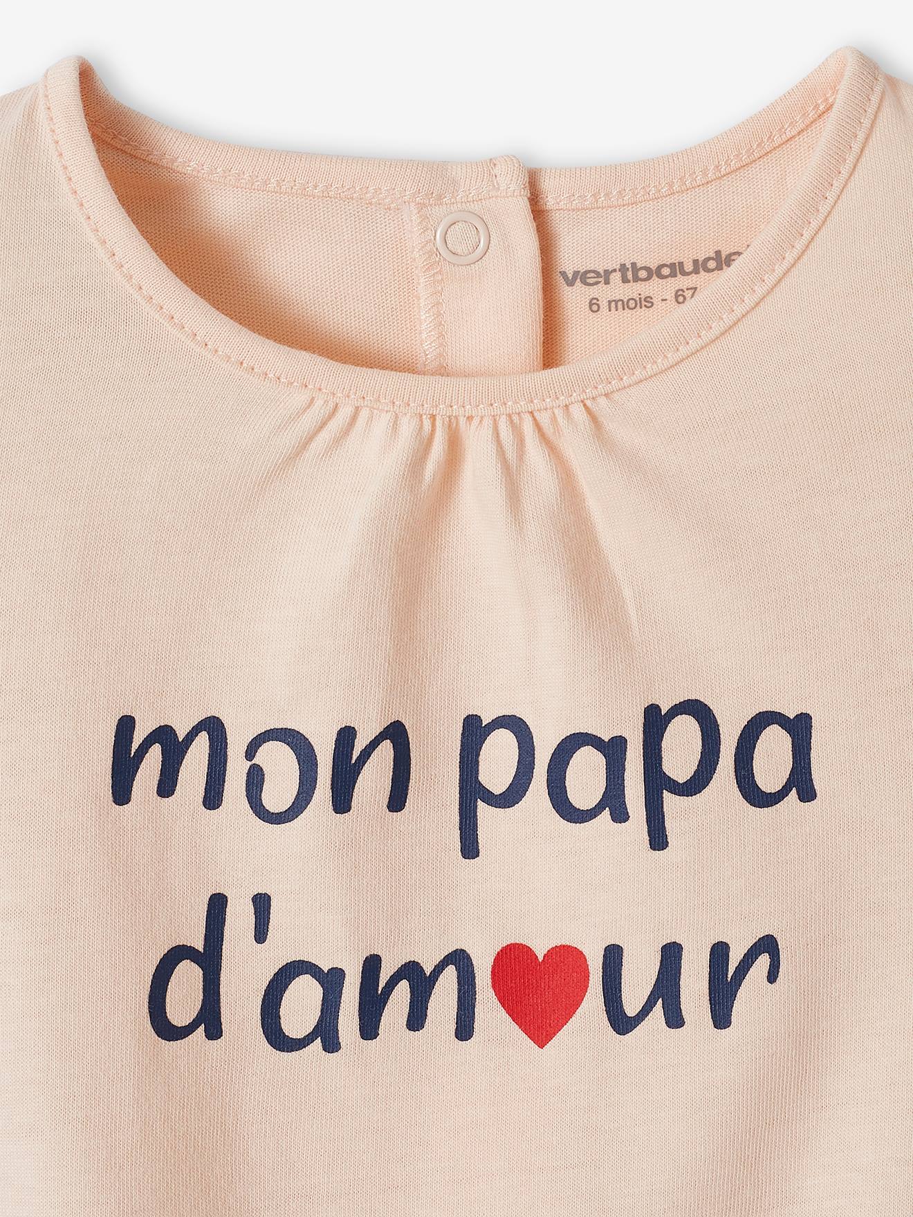 T Shirt in Organic Cotton with Message for Babies pale pink Baby