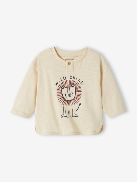 Long Sleeve 'Lion' Top for Babies ecru - vertbaudet enfant 