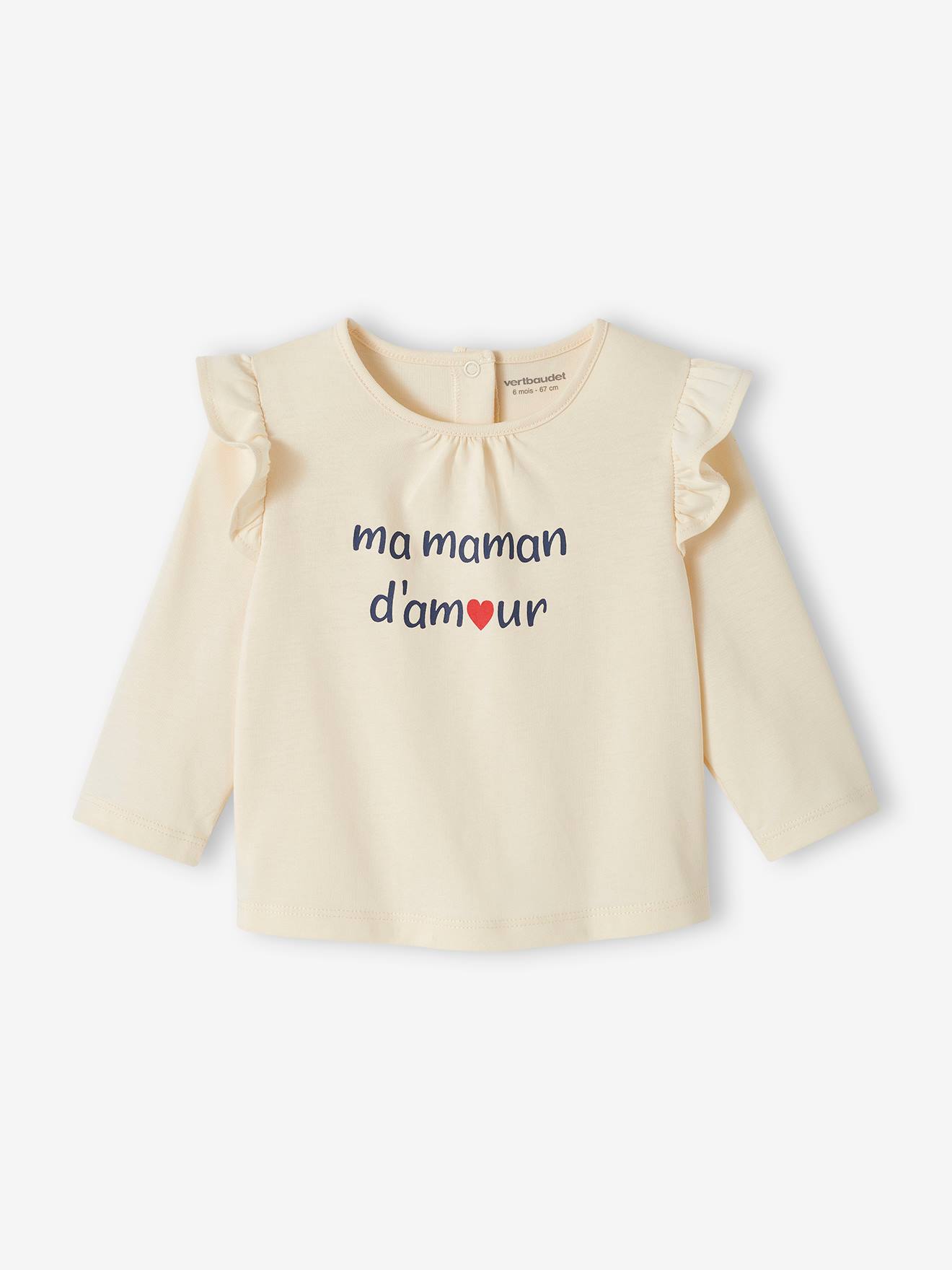 T Shirt in Organic Cotton with Message for Babies pale pink