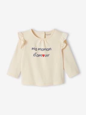 Baby-T-shirts & Roll Neck T-Shirts-T-Shirt in Organic Cotton with Message, for Babies